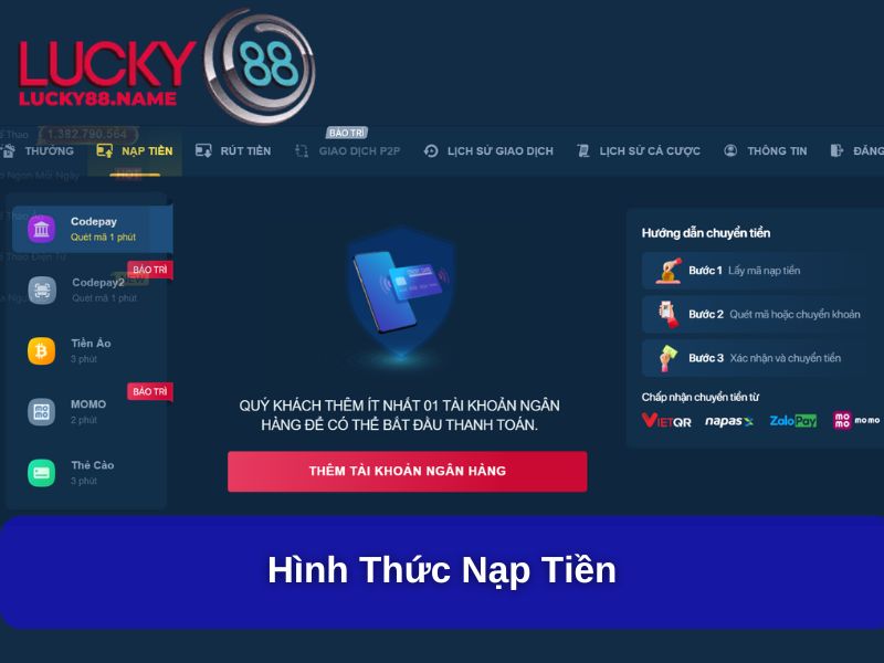 Lucky88 ⭐️ Link Vào Nhà Cái Lucky88 Update Mới Nhất 15 Hình thức nạp tiền